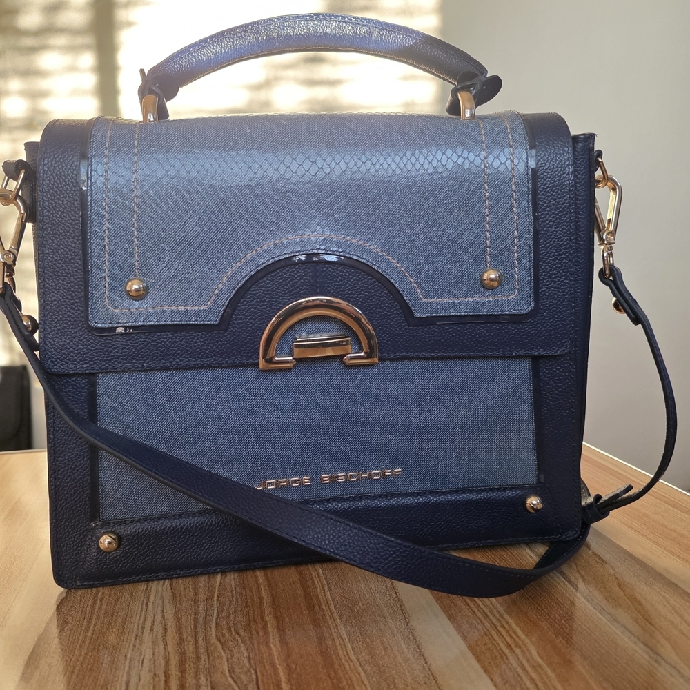 Jorge Bischoff Denim Blue Women's Shoulder Bag - Picture 10 of 13